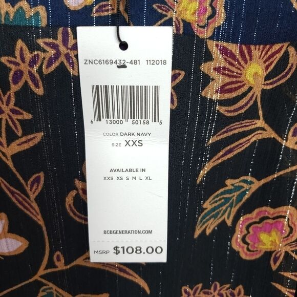 BcbgenerationMetallic Floral Bow Back‎ Dress XXS - Picture 9 of 13